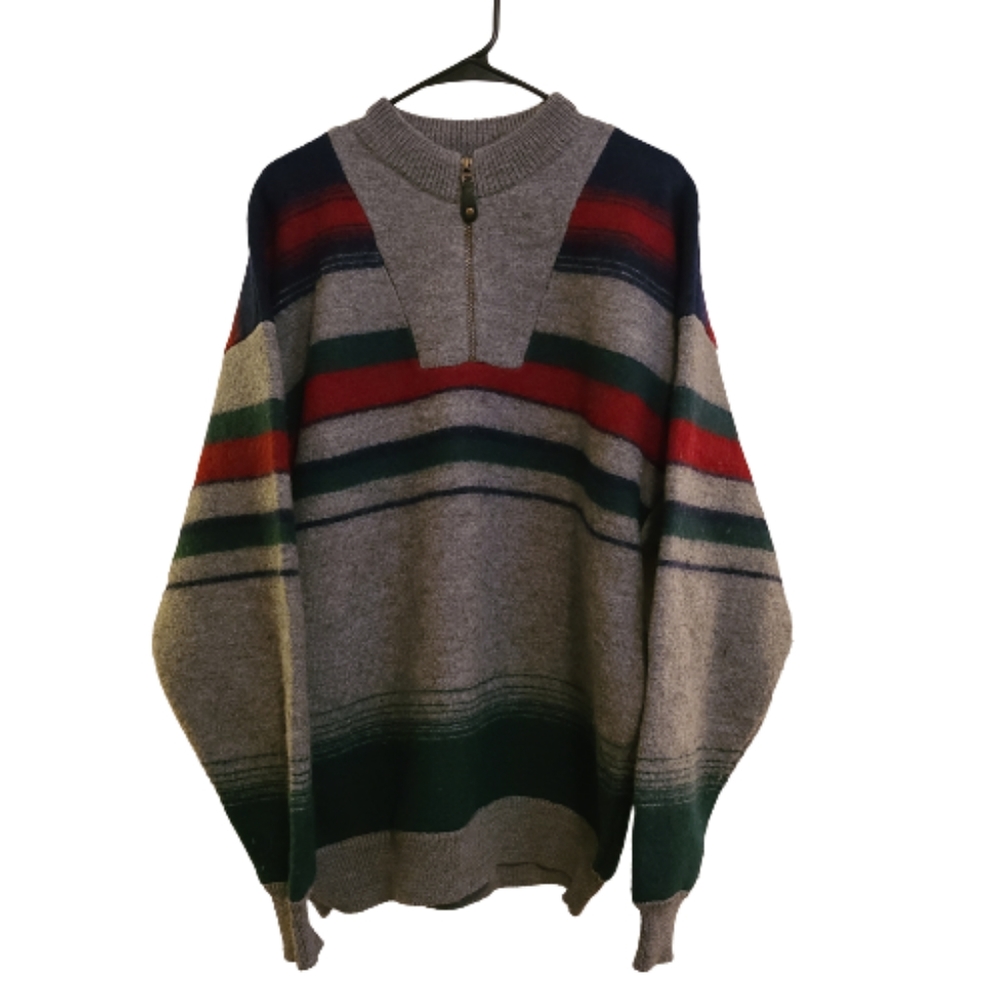 Woolrich 100% Wool Rugged Outdoorwear 3/4 Zip Pullover